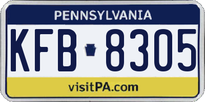 PA license plate KFB8305
