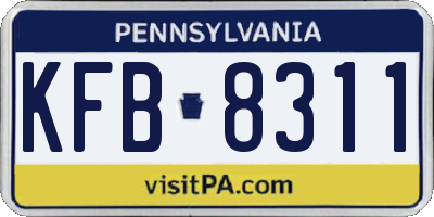 PA license plate KFB8311