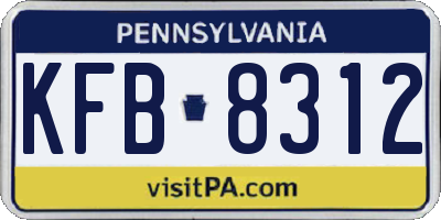 PA license plate KFB8312
