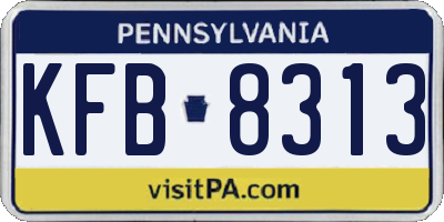 PA license plate KFB8313