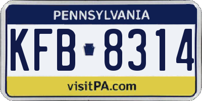 PA license plate KFB8314
