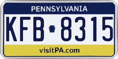 PA license plate KFB8315