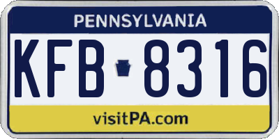 PA license plate KFB8316