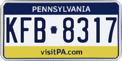 PA license plate KFB8317