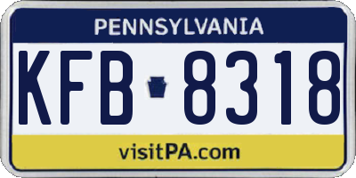 PA license plate KFB8318