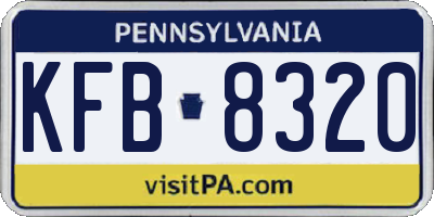 PA license plate KFB8320