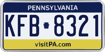 PA license plate KFB8321