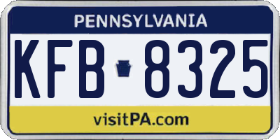 PA license plate KFB8325