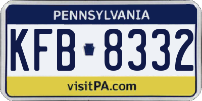 PA license plate KFB8332