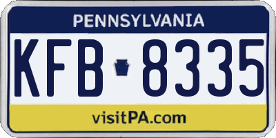 PA license plate KFB8335