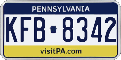 PA license plate KFB8342