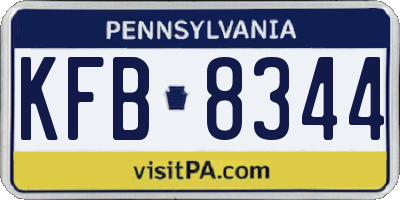 PA license plate KFB8344