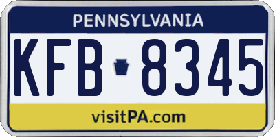 PA license plate KFB8345