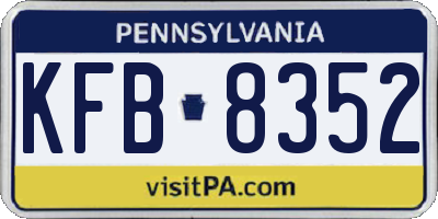 PA license plate KFB8352