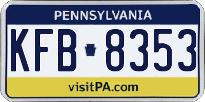 PA license plate KFB8353
