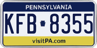 PA license plate KFB8355