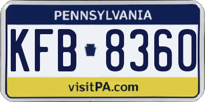 PA license plate KFB8360