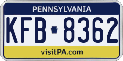 PA license plate KFB8362