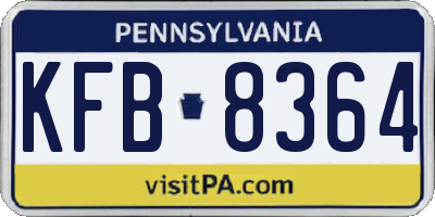PA license plate KFB8364