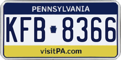 PA license plate KFB8366