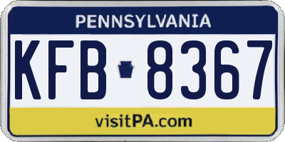 PA license plate KFB8367