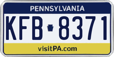 PA license plate KFB8371