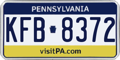 PA license plate KFB8372