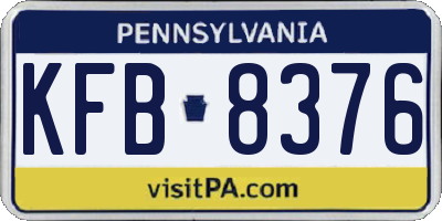 PA license plate KFB8376