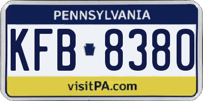 PA license plate KFB8380