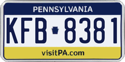 PA license plate KFB8381