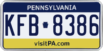 PA license plate KFB8386