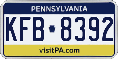 PA license plate KFB8392