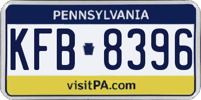 PA license plate KFB8396