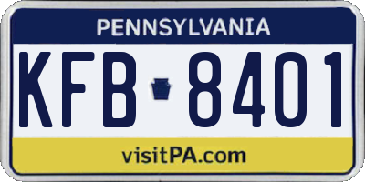 PA license plate KFB8401