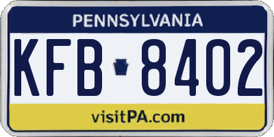 PA license plate KFB8402