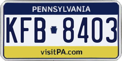 PA license plate KFB8403