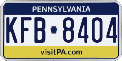 PA license plate KFB8404