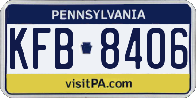 PA license plate KFB8406