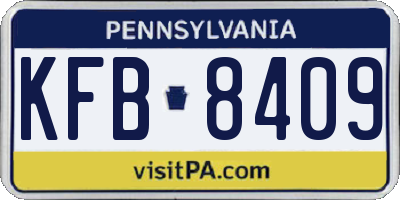 PA license plate KFB8409