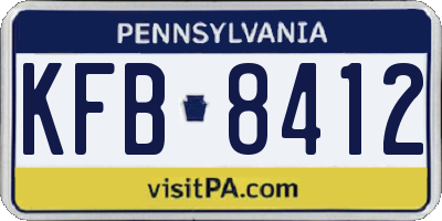 PA license plate KFB8412