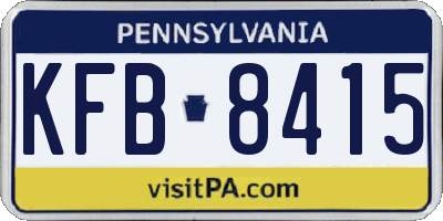 PA license plate KFB8415