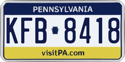 PA license plate KFB8418