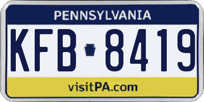 PA license plate KFB8419