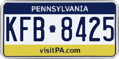 PA license plate KFB8425
