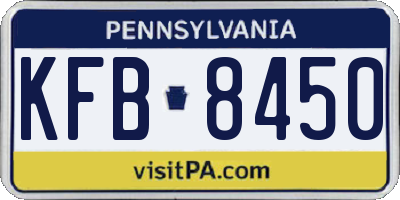 PA license plate KFB8450