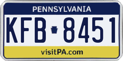 PA license plate KFB8451