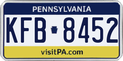 PA license plate KFB8452