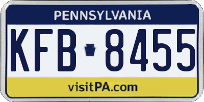 PA license plate KFB8455