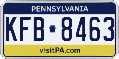 PA license plate KFB8463