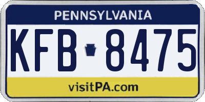 PA license plate KFB8475